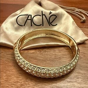 Cache Gold Bracelet with Silver Rhinestones